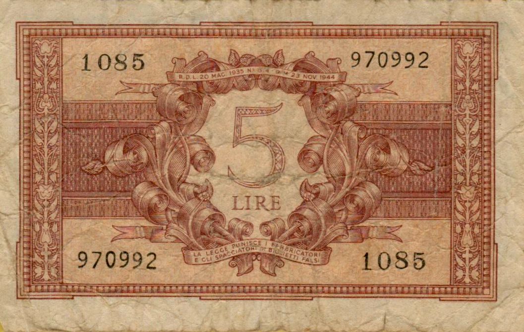 Italy 5 1944 VF P-31/c